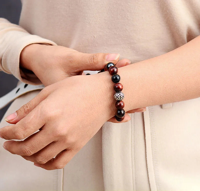 Tiger Eye Tibetan Charm Bracelet - Premium Healing Gemstone Gift | New Year 2026