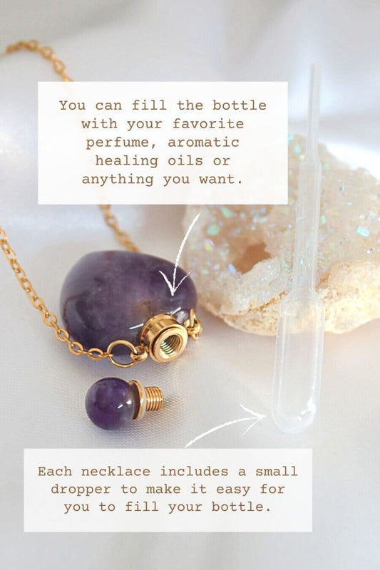 قلادات من الكريستال الطبيعي عيار 24 على شكل زجاجات على شكل قلب