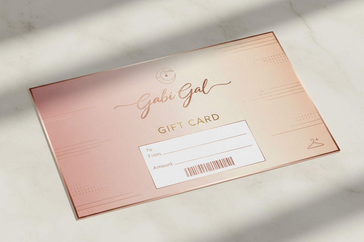 gift card from Gabi Gal's shop with Gabi's logo