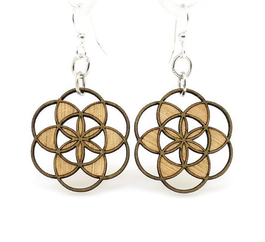 أقراط أزهار بذرة الحياة - هدية الهندسة المقدسة | عيد الميلاد 2025