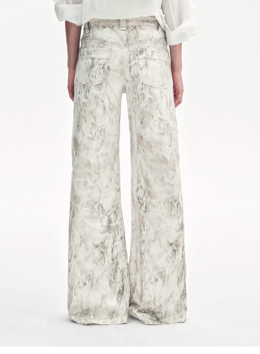 "Phantom" original snake print flared denim trousers