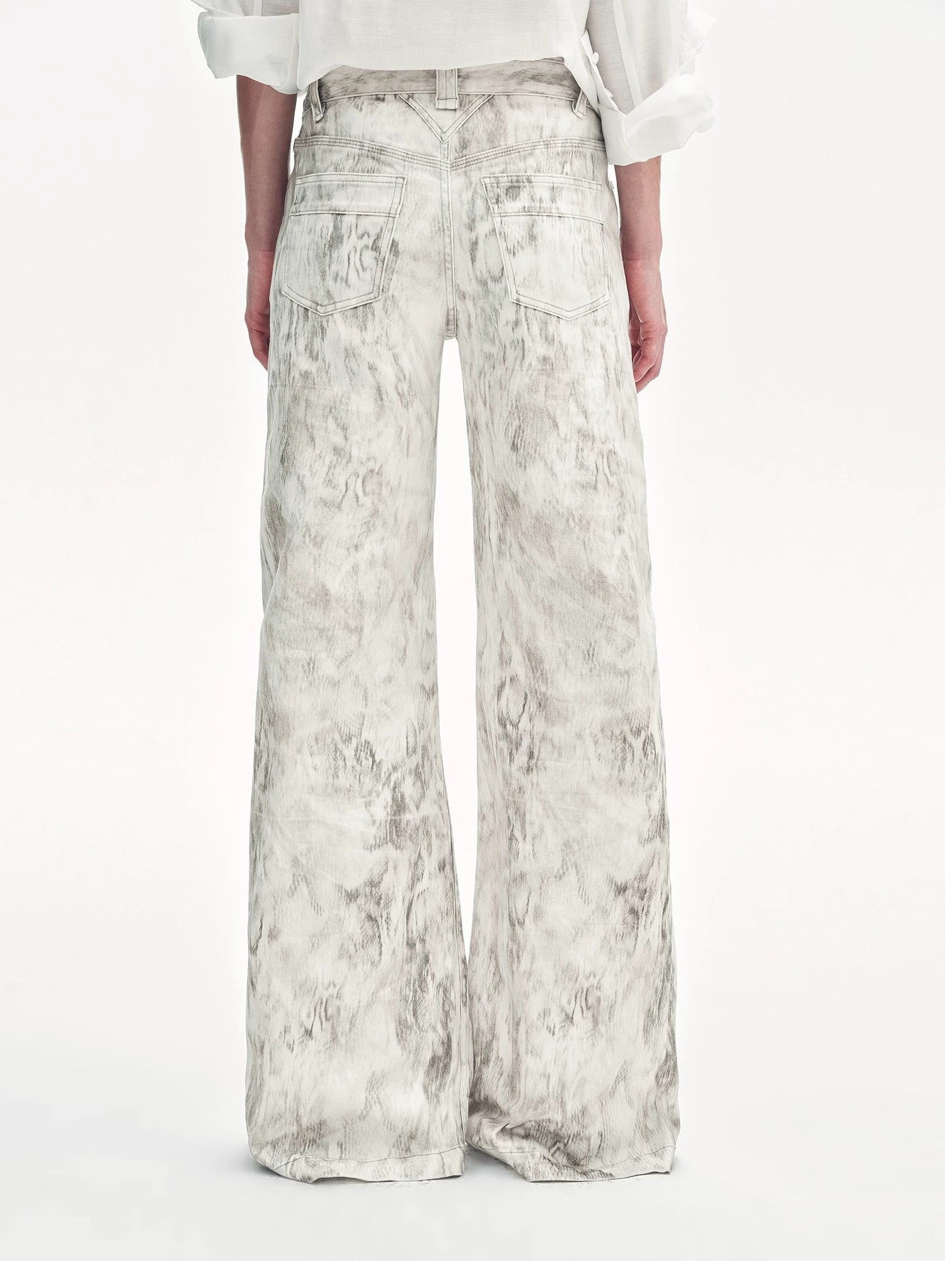 "Phantom" original snake print flared denim trousers
