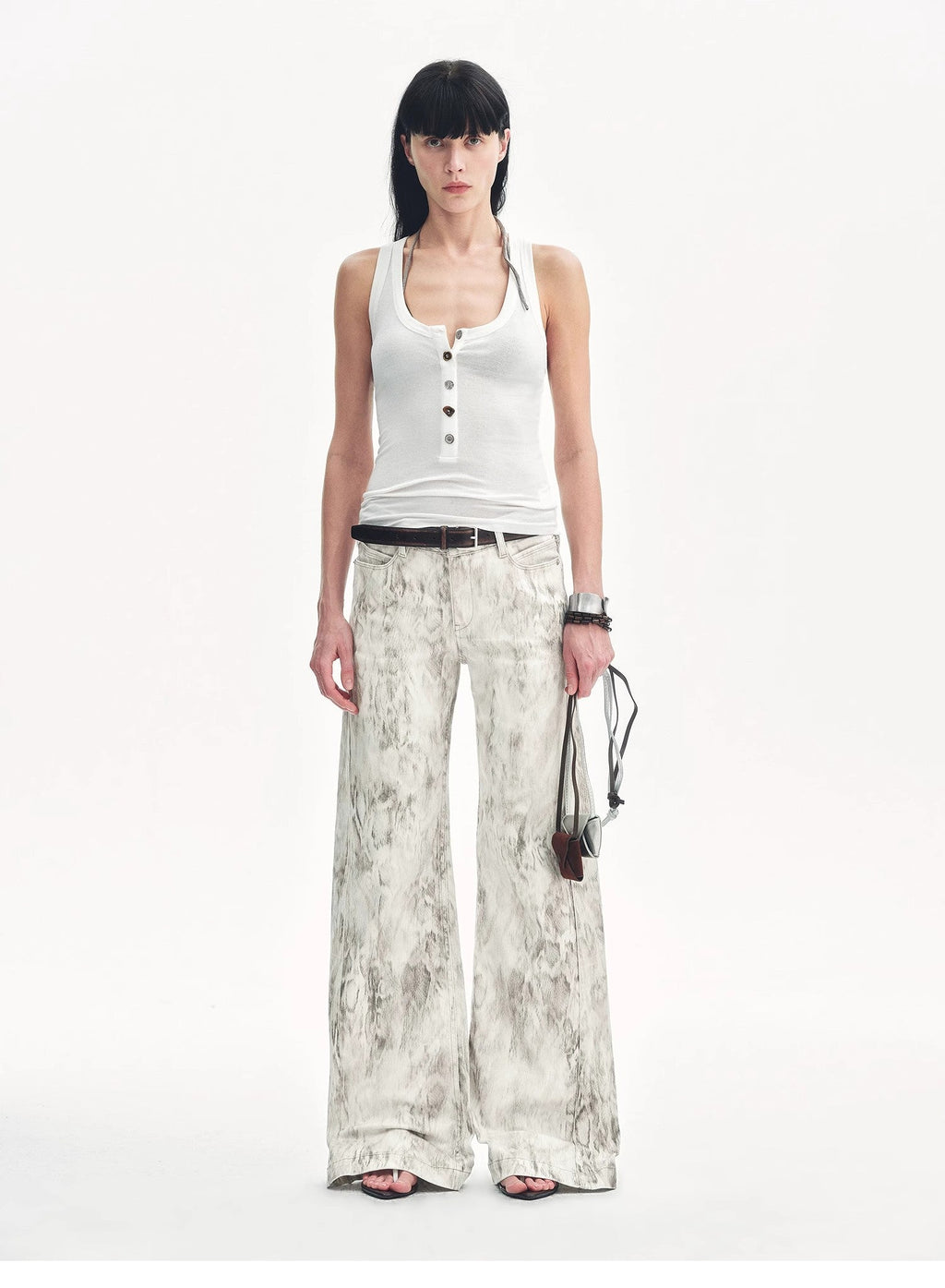 "Phantom" original snake print flared denim trousers