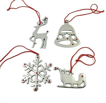 Ensemble de 8 décorations de Noël artisanales avec rubis rouge 