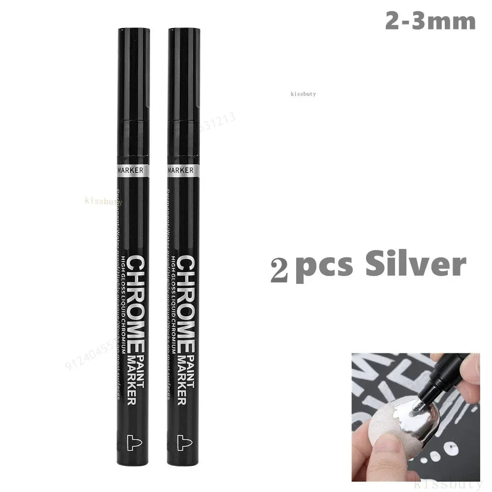 1/2/3pcs Mirror Marker Pen DIY Reflective Paint Pens Mirror Markers Chrome Gold SILVER Copper Color Signature Car Art Craftwork