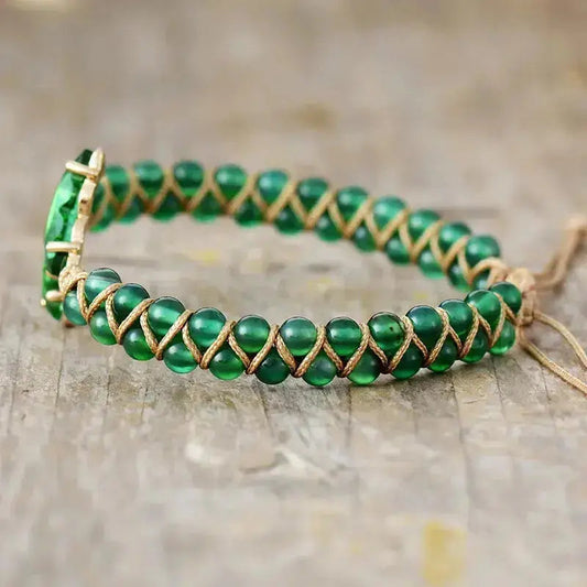 Green Agate Crystal Butterfly Bracelet - Healing Gemstone Gift | New Year 2026