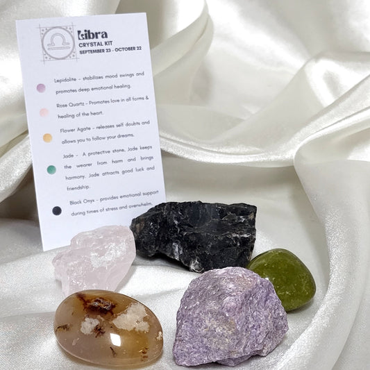 Libra Crystal Healing Kit - Zodiac Astrology Gift Set | Balance & Harmony Crystals