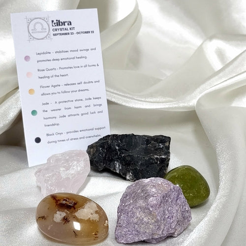 Libra Crystal Healing Kit - Zodiac Astrology Gift Set | Balance & Harmony Crystals