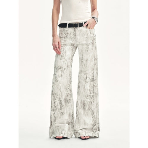 "Phantom" original snake print flared denim trousers