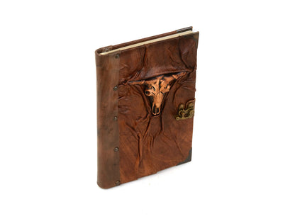 Bull Skull Embossed Leather Journal - Handmade New Year Gift Notebook