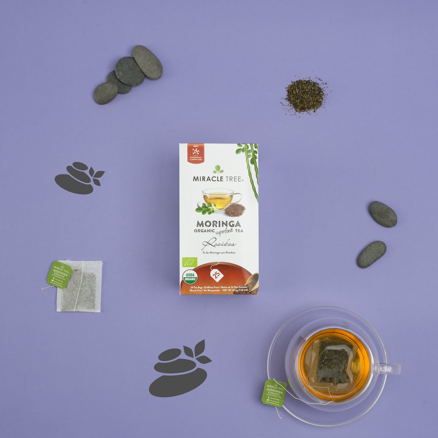 شاي المورينجا العضوي من ميراكل تري، شاي الرويبوس