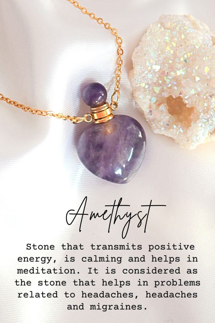 قلادات من الكريستال الطبيعي عيار 24 على شكل زجاجات على شكل قلب