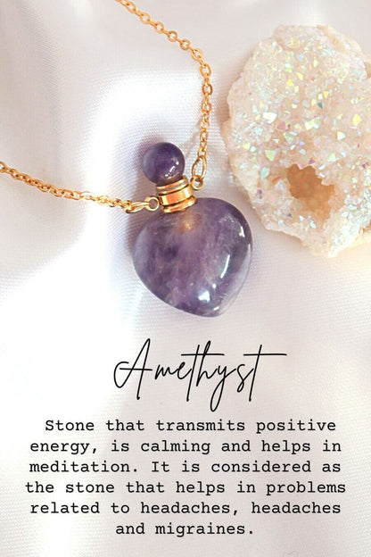 قلادات من الكريستال الطبيعي عيار 24 على شكل زجاجات على شكل قلب