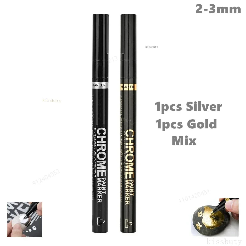 1/2/3pcs Mirror Marker Pen DIY Reflective Paint Pens Mirror Markers Chrome Gold SILVER Copper Color Signature Car Art Craftwork